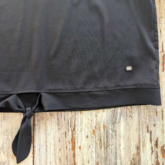 FIG Tie Front Short Sleeve Blouse Women's Large Black - Picture 8 of 8